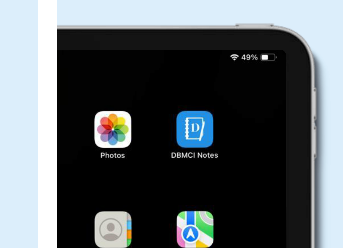 DBMCI One Notes icon on iPad home screen