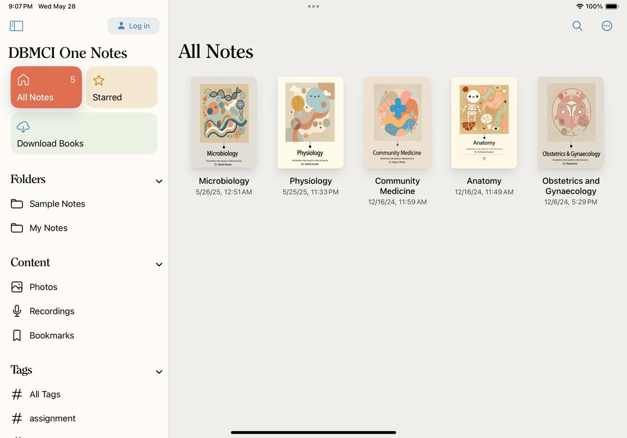 DBMCI One Notes on iPad