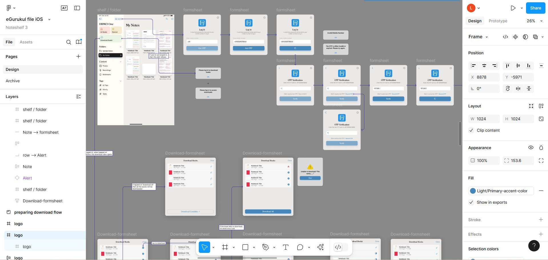Figma file showing early wireframes