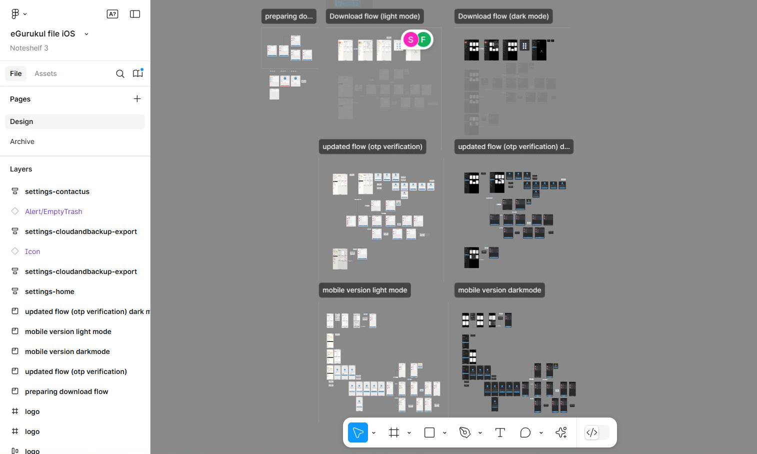 Figma file showing UI designs for mobile and iPad
